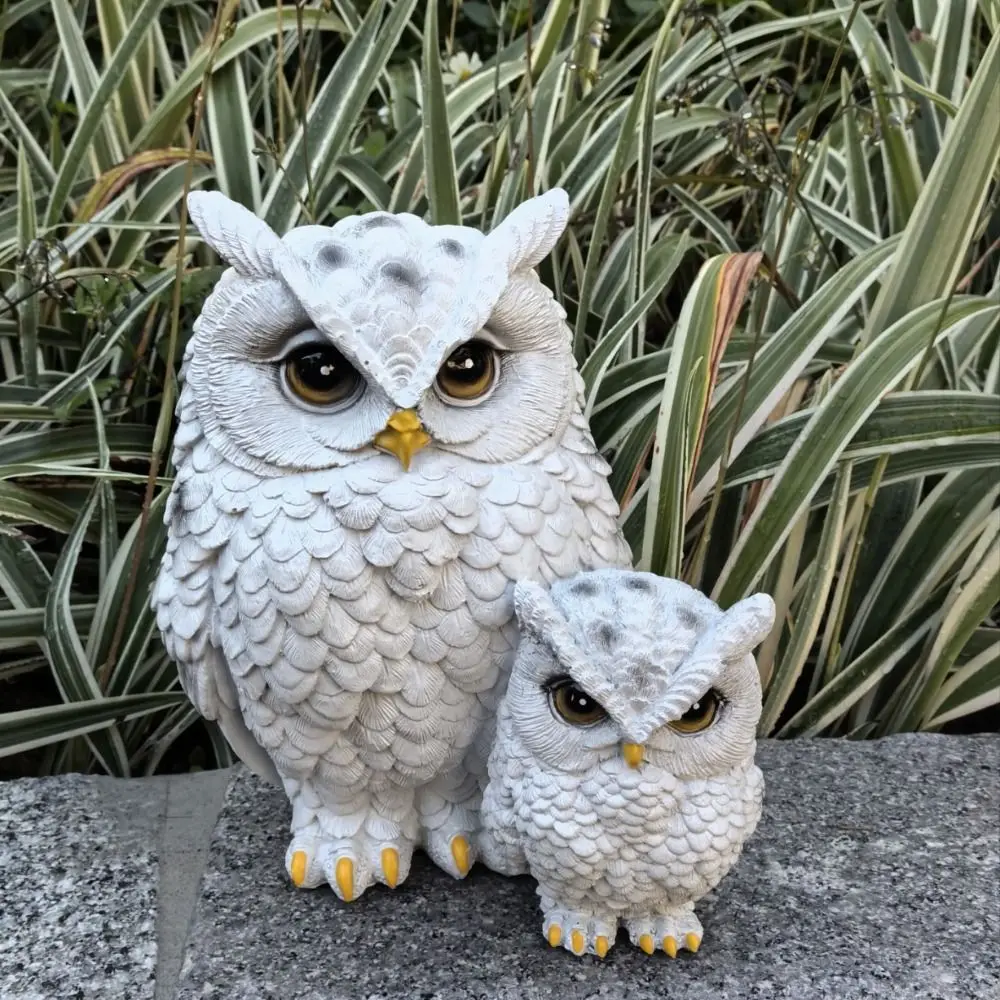 

Crafts Resin Owl Statue Cute Simulated Animal Bird Sculpture Vivid Waterproof Owl Figurines Patio