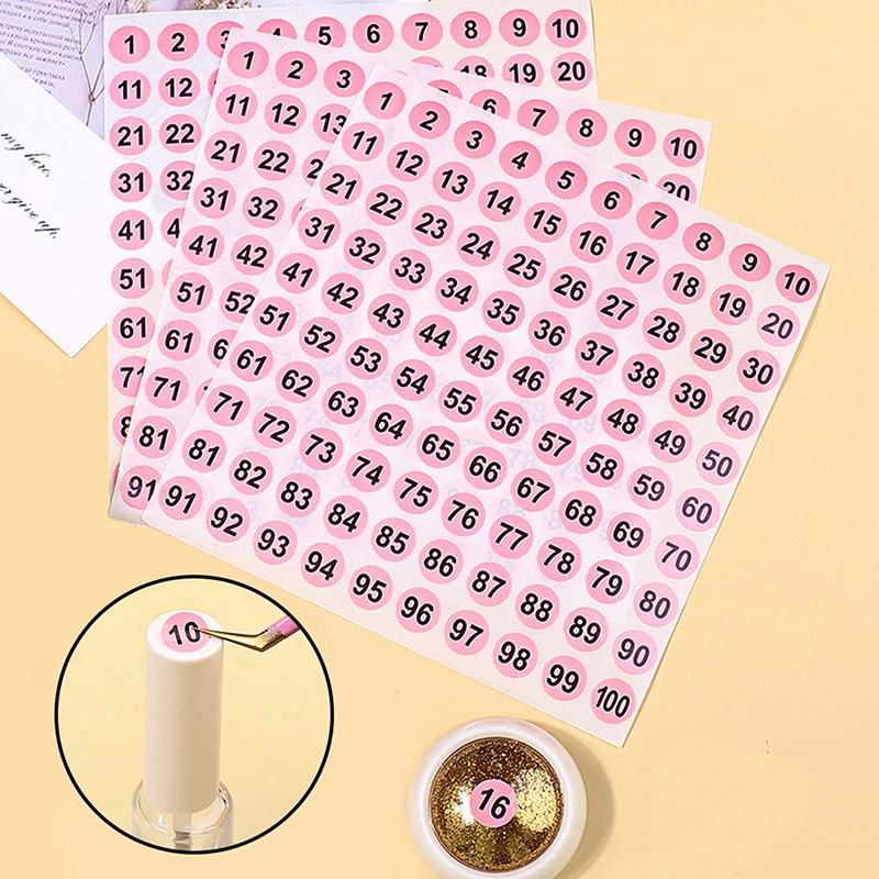 2 Sheets (1-100) Number Sticker Label For Nail Polish Color Tips Display Marking Stickers Numbers Guide DIY Manicure Tools