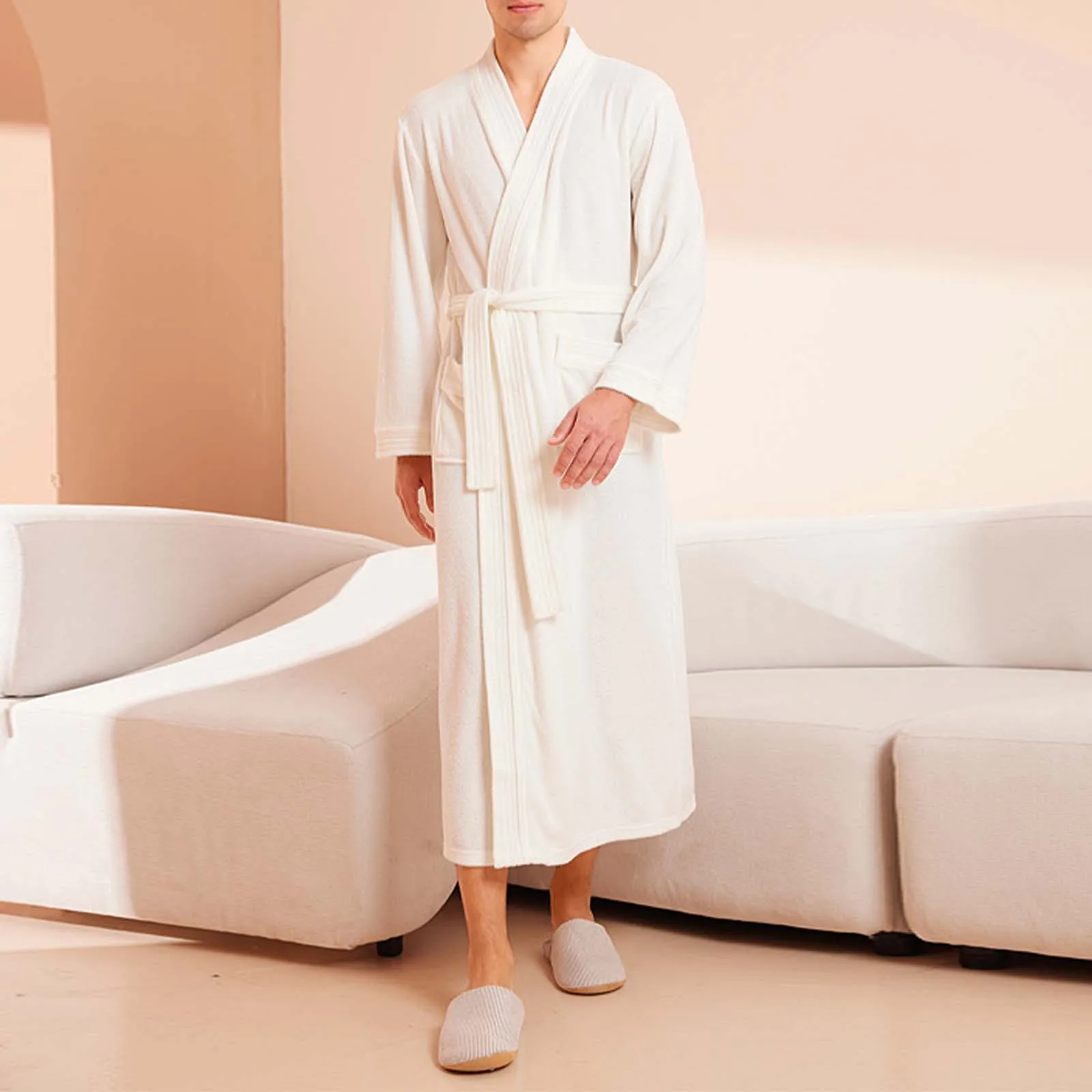 Thin Robe Shower Quick-Drying Bathrobe 2024 Autumn Winter Solid Bathrobe Warm Robe Soft Terry Towel Bathrobe cotton Home Clothes