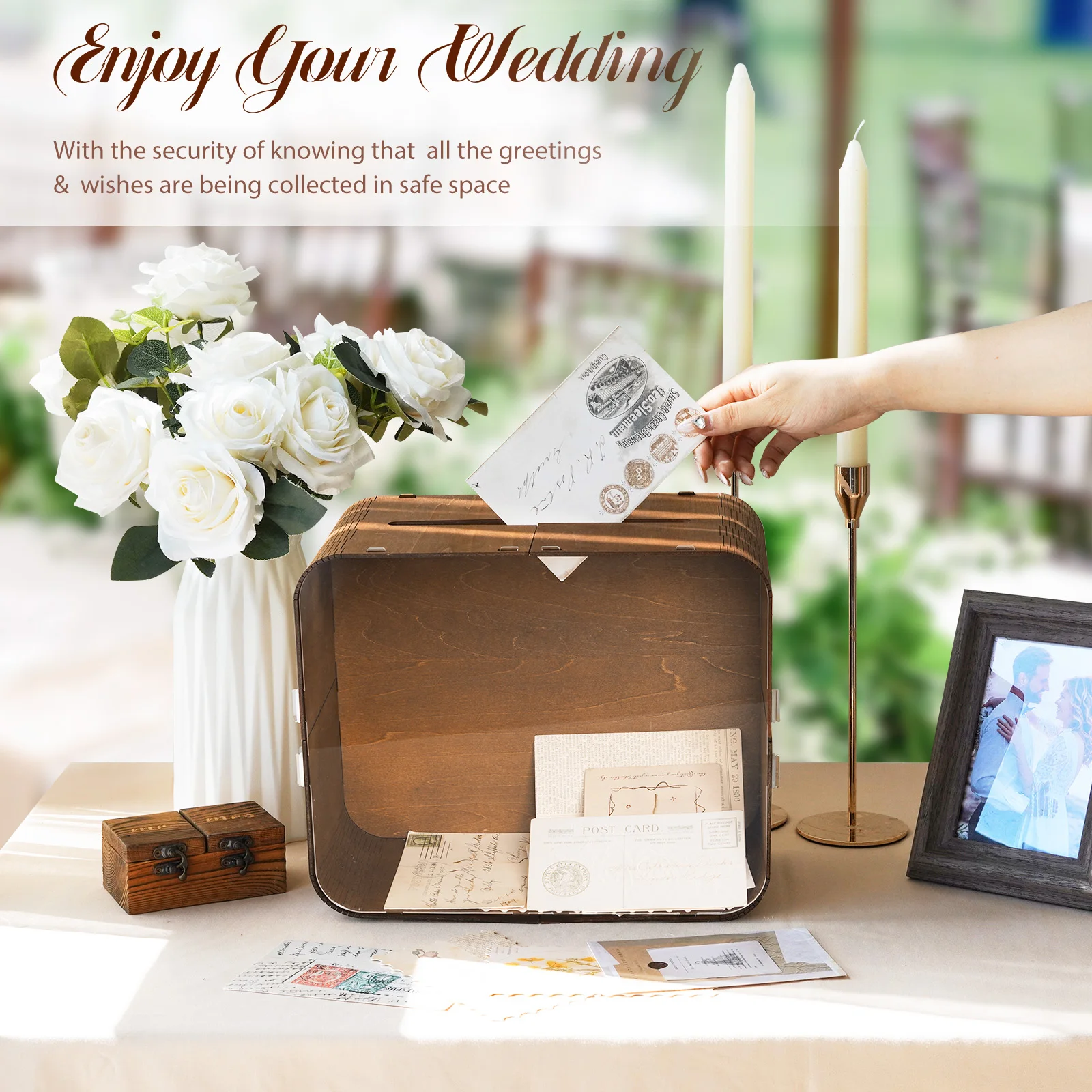 Наш теплый большой деревянный свадебный конверт, коробка для денег для приема, вечеринки, выпускного, дня рождения, детского душа, декор