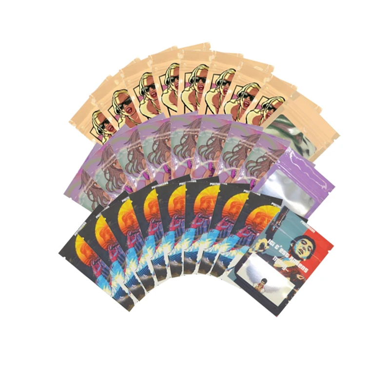 50PCS Cartoon Coffee Spice Powder Storage Pouch Candy Cookies Zipper Bag Food  Medicin Anti-oxidation Bags Flat Plastic Pouches