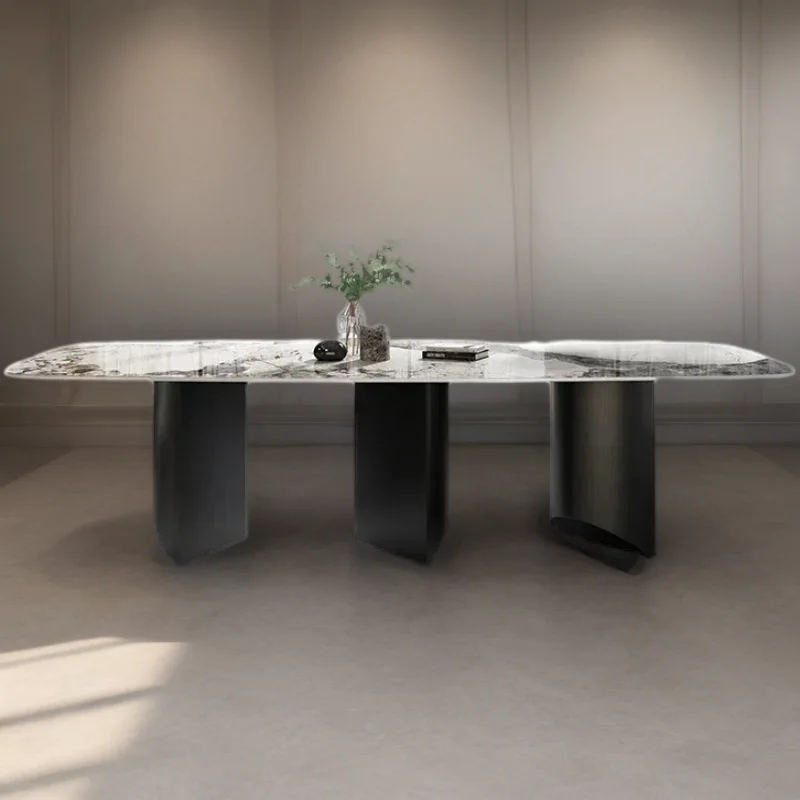 

Rock Plate Dining Table Modern Minimalist Luxury Household Round Kitchen Small Marble Table Muebles Para Hogar Home Furnitures