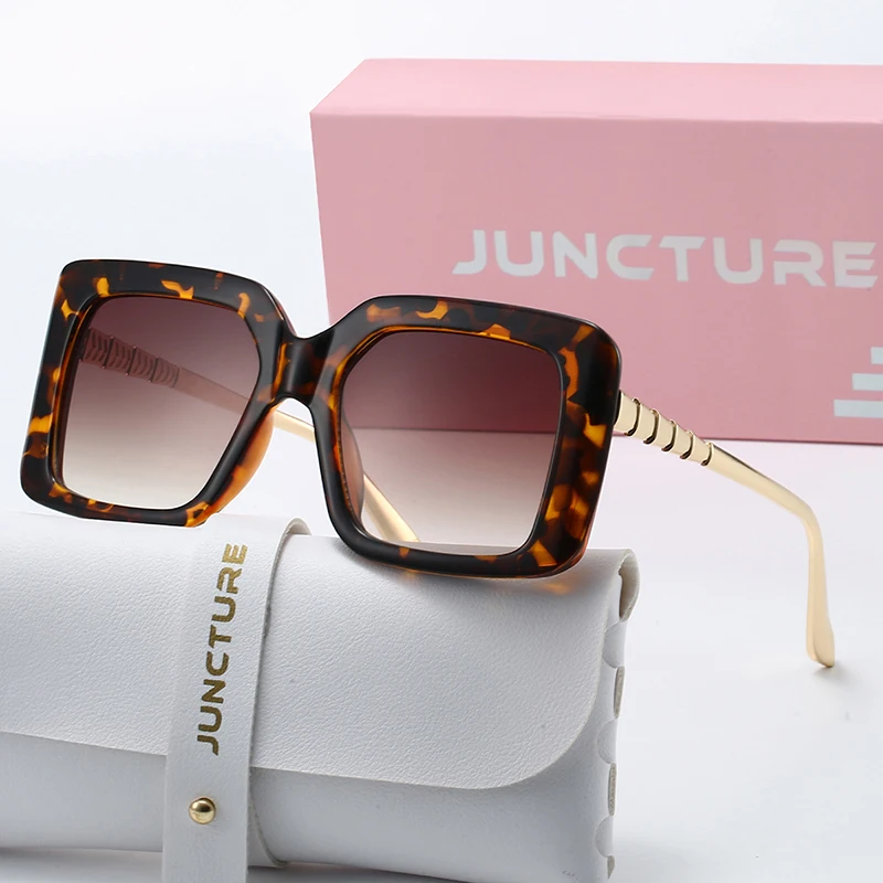JUNCTURE Modische Damen-Sonnenbrille zum Anziehen, Sonnenbrille, großer Rahmen, Farbverlauf, Damenbrille, Party, Urlaub, Geschenke, Sonnenbrille für Damen