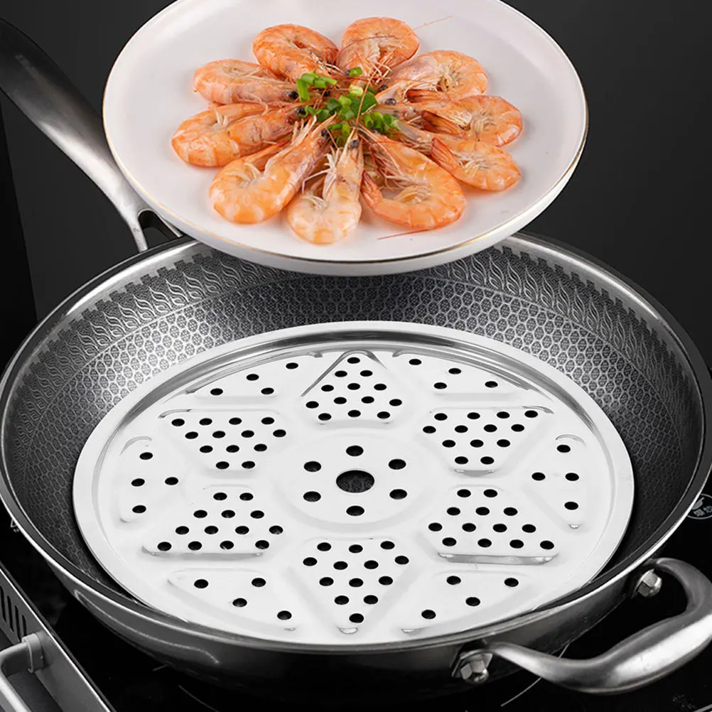 

4Pcs Stainless Steel Cooker Steaming Plates Round Multi Hole Design Steamer Rack Kitchen Food Steaming Tray Heat Resistant