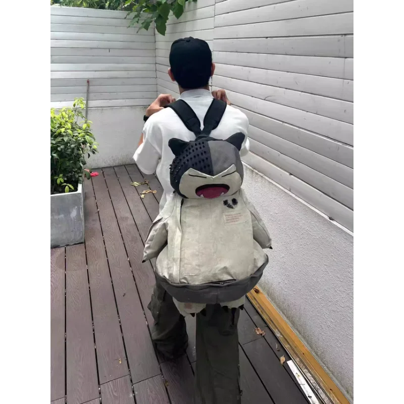 Creative Pokemon Backpack Kawaii Japanese Style Canvas Bag Large Capacity Snorlax Backpack Schoolbag Cosplay Props Fashion Gifts