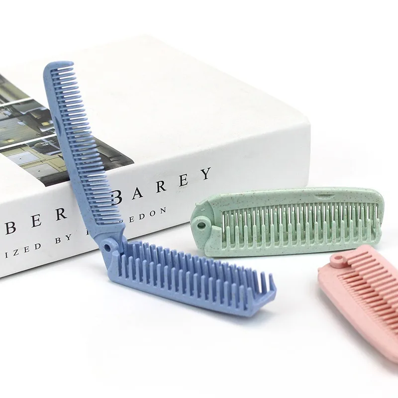 Wheat Straw Portable Folding Travel Comb Straight Curly Hair Beauty Comb Plastic Comb Hair Accessories