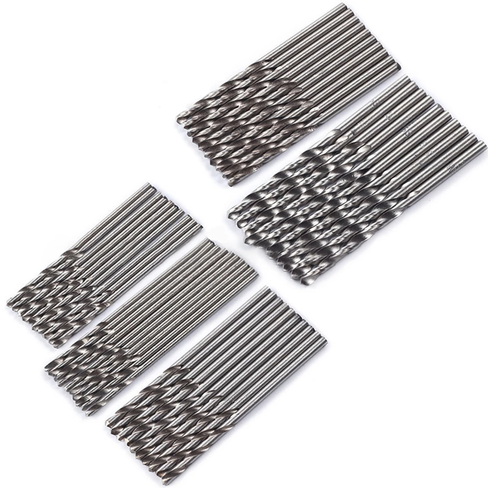 50PCS 1mm, 0.5mm, 2mm, 2.5mm, 3mm Drill Bits Set Complete Bit Set Enhanced Hardness Process High-Speed Steel Material