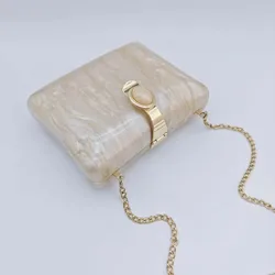 2024 Luxury Brand Handbag Big Pearl Acrylic Evening Bags Chain Clutch Purse Wedding Party Women Wallet Designer Crossbody Bag