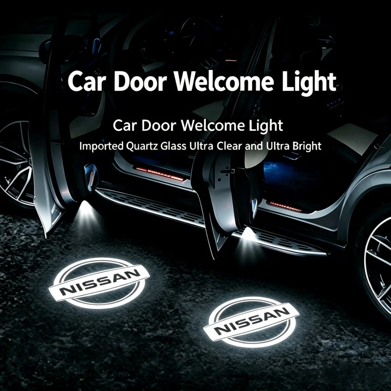 Lámparas LED con Emblema para Nissan Altima, Teana, Sedan, Armada, Maxima, Quest, Titan 2004-2023, 2024 en Adelante, Proyector de Luz para Puerta de Coche, Lámpara de Bienvenida