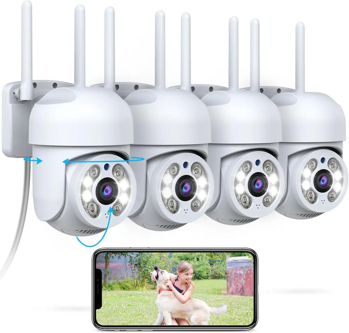 PT Wireless Security Camera Outdoor 2.4G/5G Dual Band 2-Way Audio Auto Tracking IP65