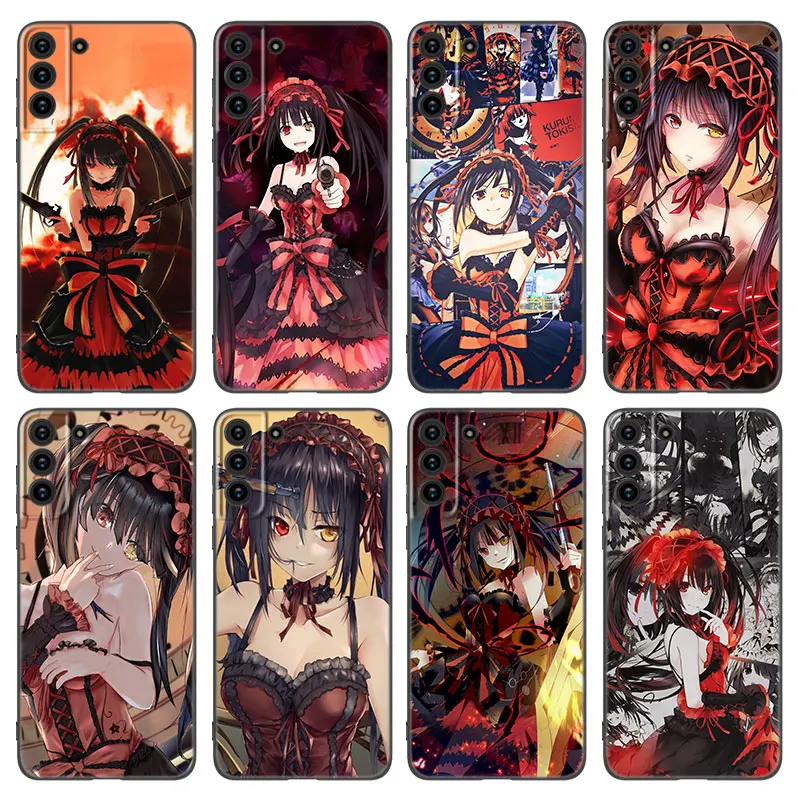 Funda de teléfono de silicona negra de Anime Tokisaki Kurumi para Samsung Galaxy S20 S23 FE S21 S22 S24 Ultra S10 Lite S8 S9 Plus S7 Edge, caliente