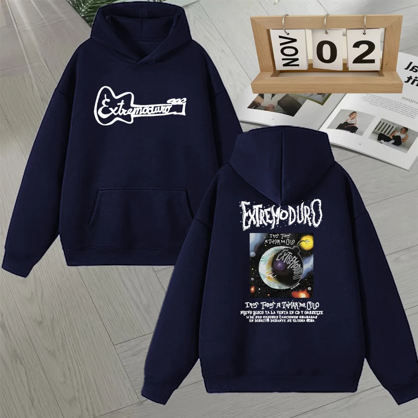 New Rock Band EXTREMODURO Tour Hoodies Fleece Men Women Autumn Winter Double Sided Print Sweatshirt Long sleeve Unisex Pullovers