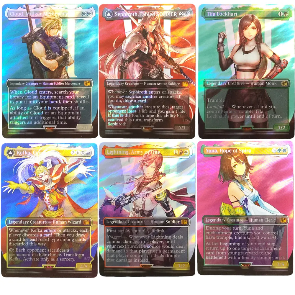 Proxy Tcg Magic Cards FIN FIC Sephiroth, Fabled SOLDIER Cloud, Midgar Mercenary Yuna, Hope of Spira Collection Game Card