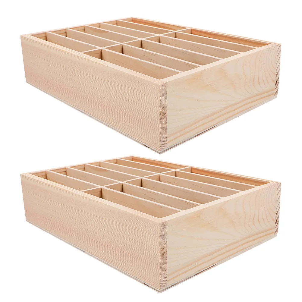 

2Pcs Wooden Desktop Phone Organizer 12 Compartment Cell Phone Storage Box for Office Meeting Room Classroom School Mobile Device