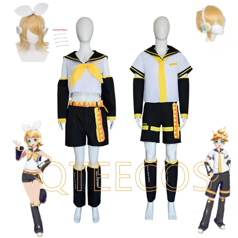 

Anime Rin Len Cosplay Tops Shorts Headset Sets Halloween Carnival Costume Uniform Clothes
