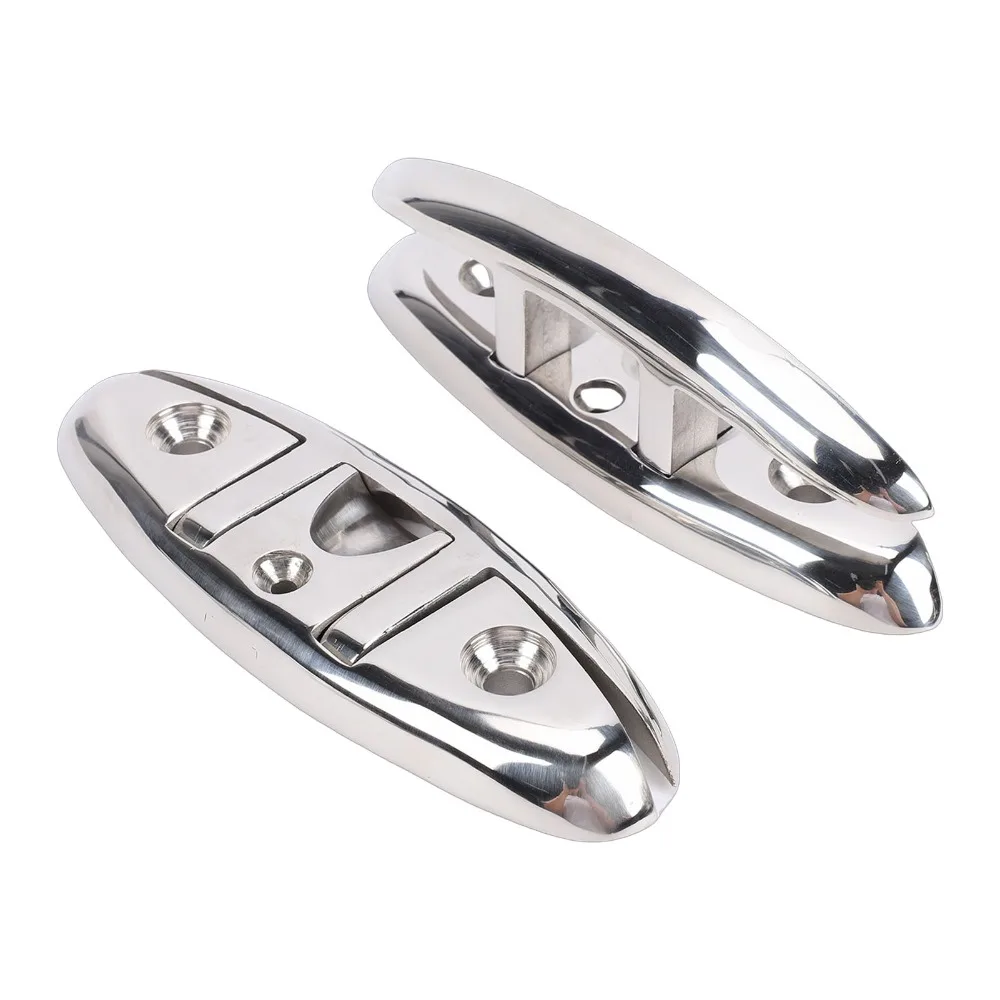 2pcs Foldable 316 Stainless Steel Folding Boat Cleat With Fasteners Flip Up Dock Cleat Marine Rope Cleat Kayak