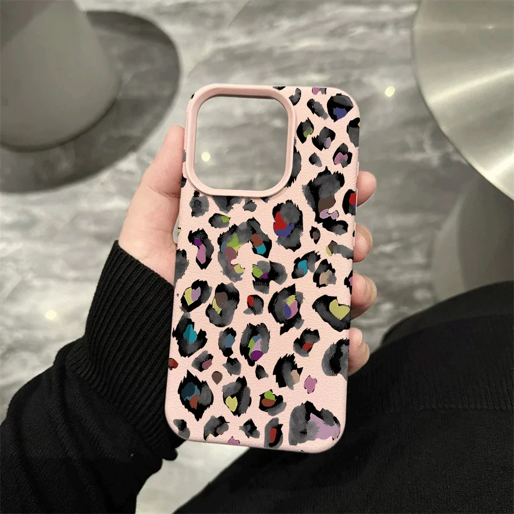 Regenbogen-Leopardenmuster Handyhülle für iPhone 17 16 15 14 13 12 Pro Max 16 15 14 Plus 17 16 15 14 Pro 17Air Silikon Matte Hülle – Detail 7