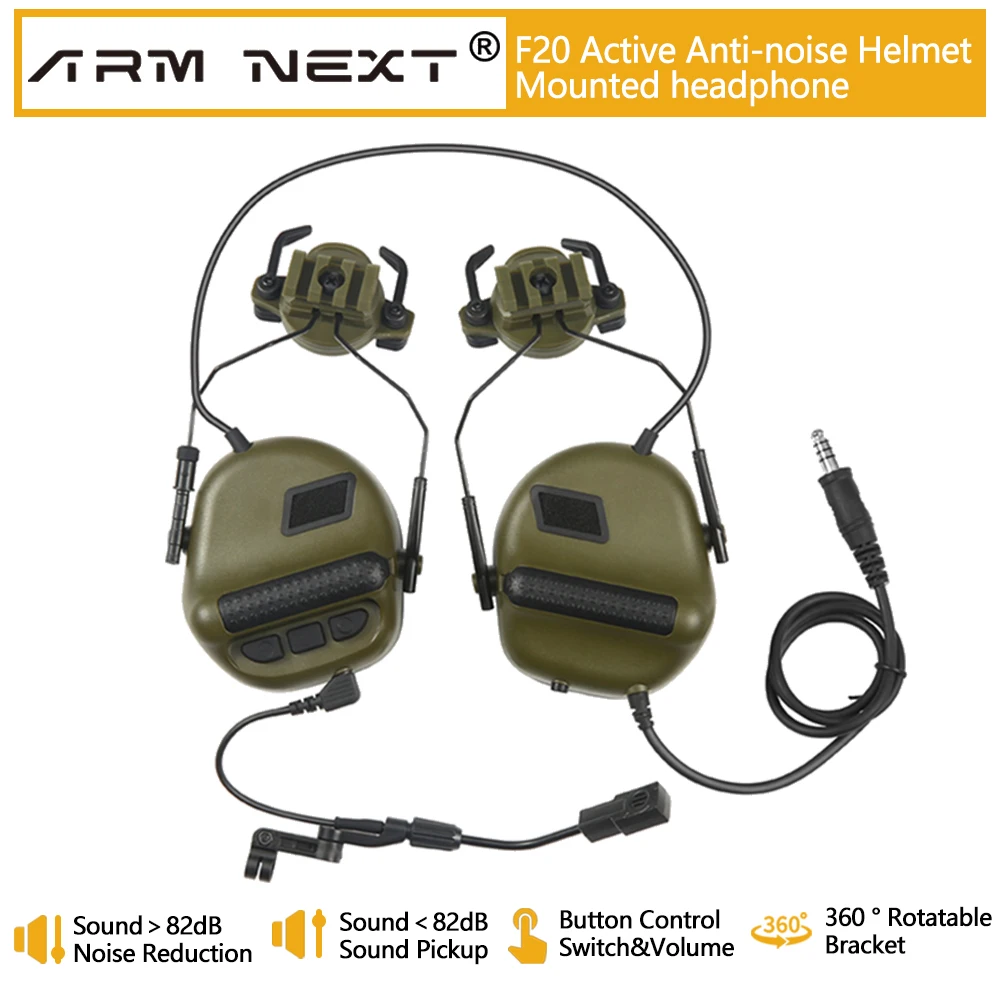 

ARM NEXT Army Shooting Earmuffs F20 Tactical Helmet Headset Electronic Hearing Protector for Hunting Noise Reduction