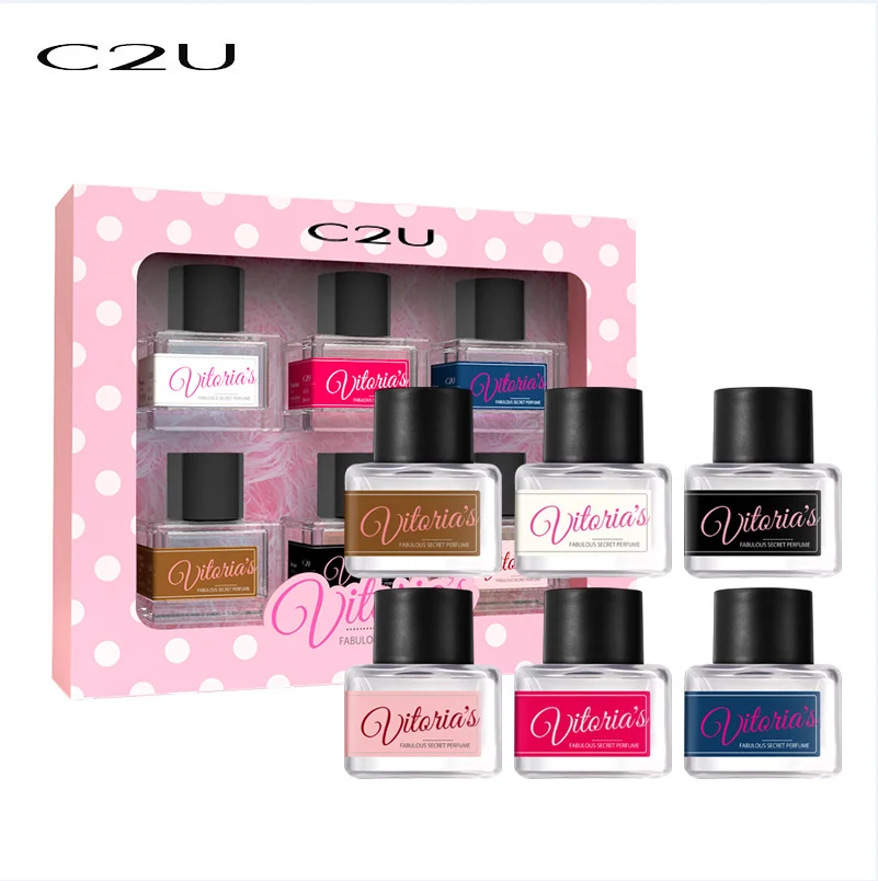 C2U 7ml*6 Bottles Feminine Intimate Fragrance Kit 6 Different Scents Fresh Body Perfume Remove Odor Pocket Size Gift Set