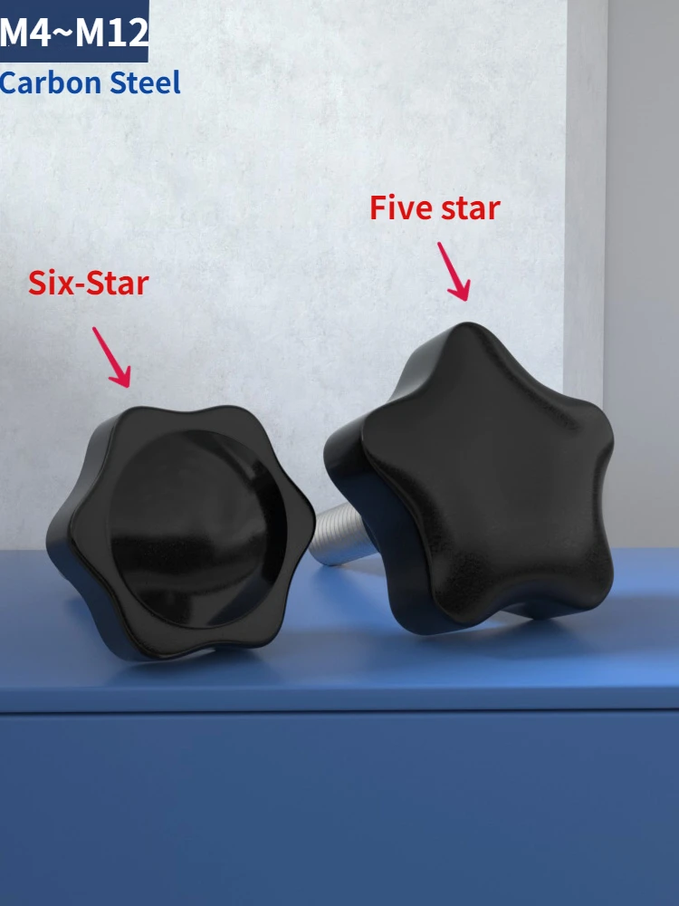 

M4 M5 M6 M8 M10 M12 Star-Shaped Thumb Screw Plastic Handle Plum Hand Tighten Screw Tightening Nuts Mechanical Knob Carbon Steel