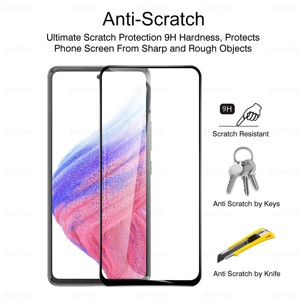 2PCS Full Cover Tempered Glass For Samsung Galaxy A53 5G 6.5" Screen Protector For Samsung A53 Samsun A53 Protective Film Cover