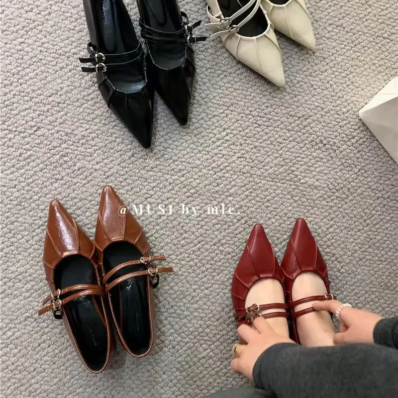 Brand Pleated Single Shoes Women Flats Ballet Fashion Pointed Toe Slip On Flat Loafers Soft Ballerinas Red Black Shoes Moccasins