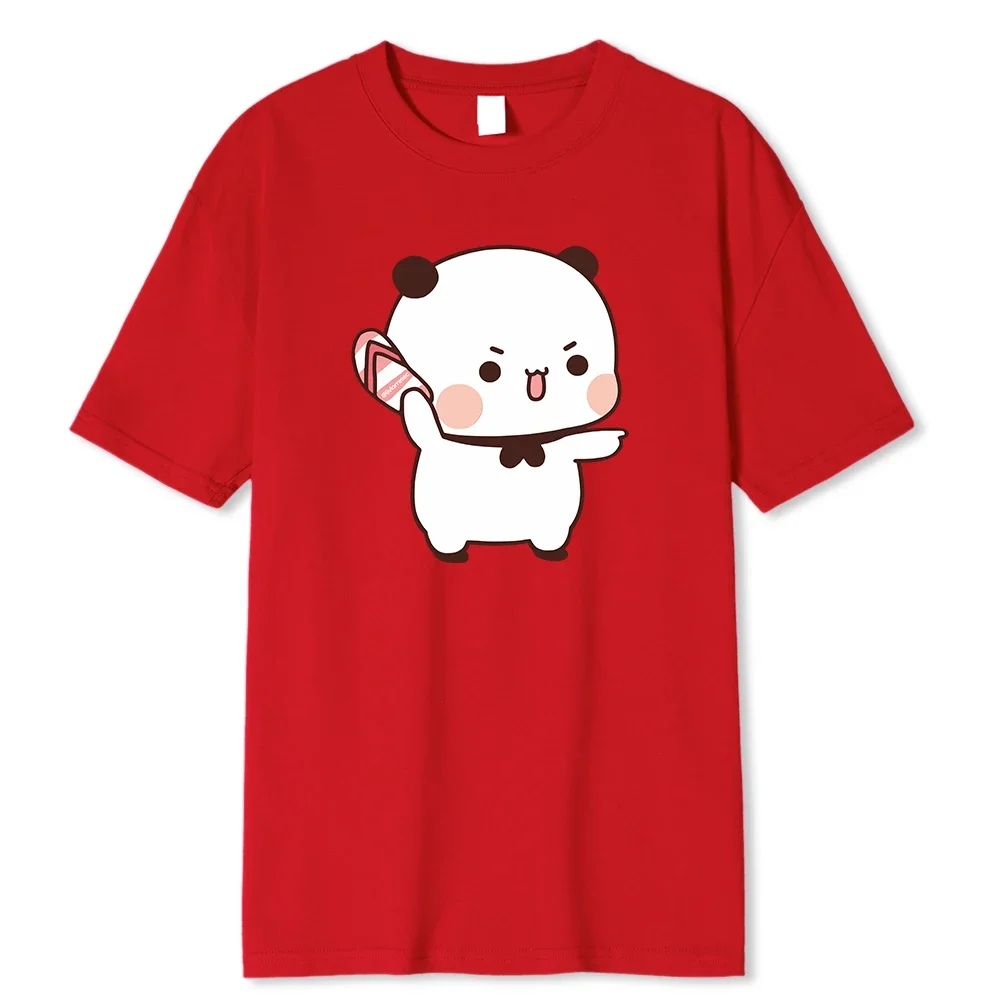 Lovely Bubu Is Throwing Flip-flops At Dudu Since He Teases Bubu T Shirt Bear Tshirt Kawaii Male Clothes Men Tops Graphic Shirt