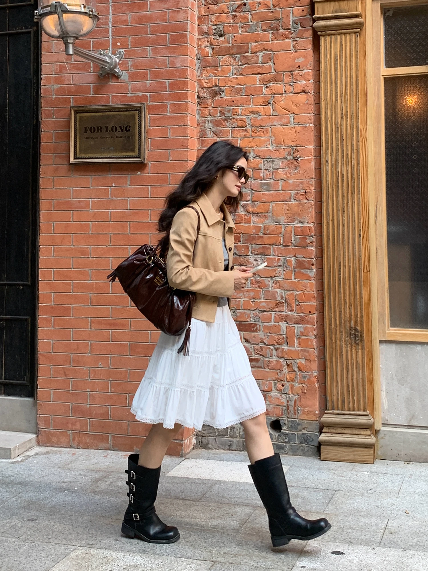 Pusumede i Color Collar Flip ort Suede Jaet Women's Silhouette Jaet Top Vintage Sle Polyester Fiber Inner