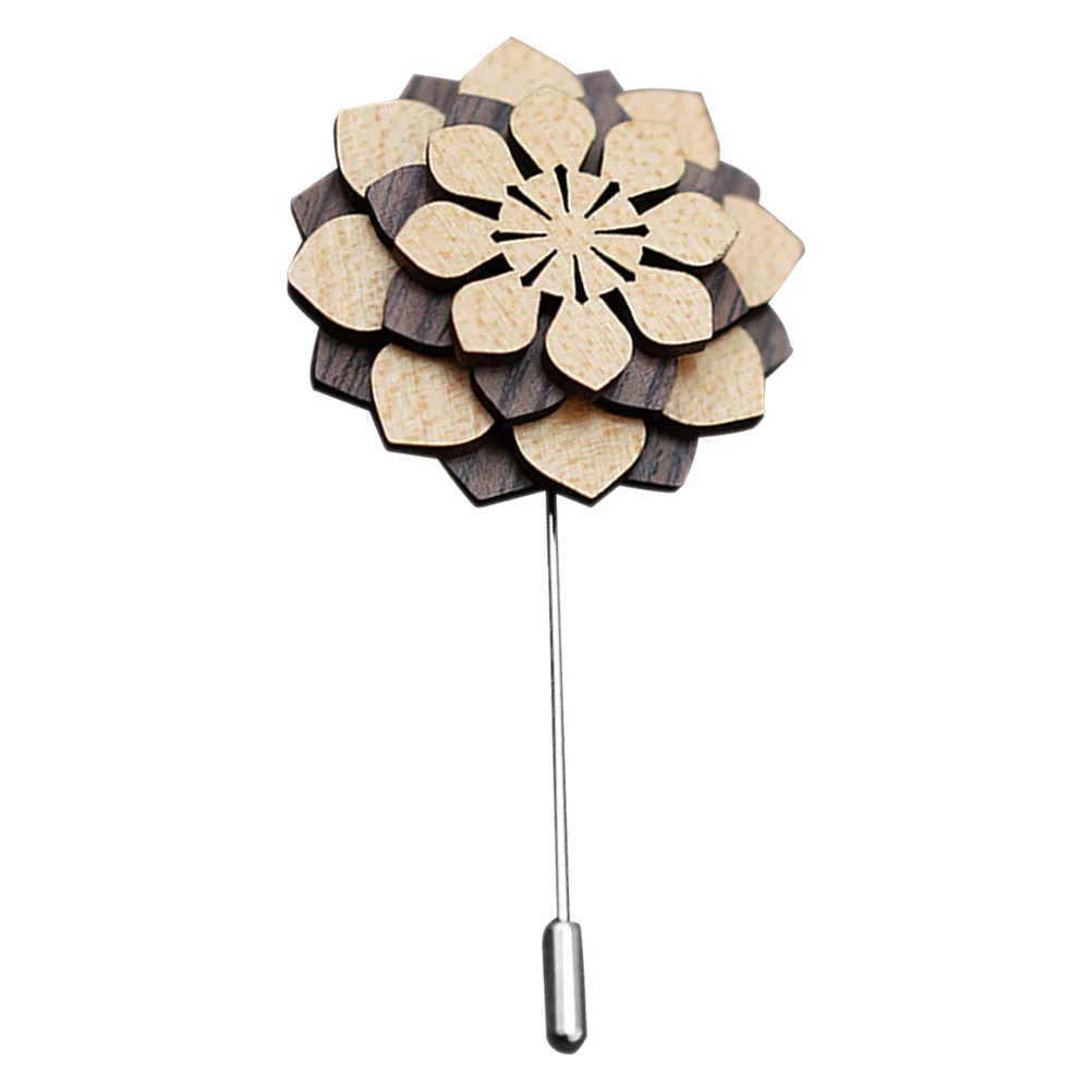 Épingle à revers en bois pour hommes, décoration de costume, Design créatif, boutonnière facile à assortir pour fête de mariage, événements spéciaux