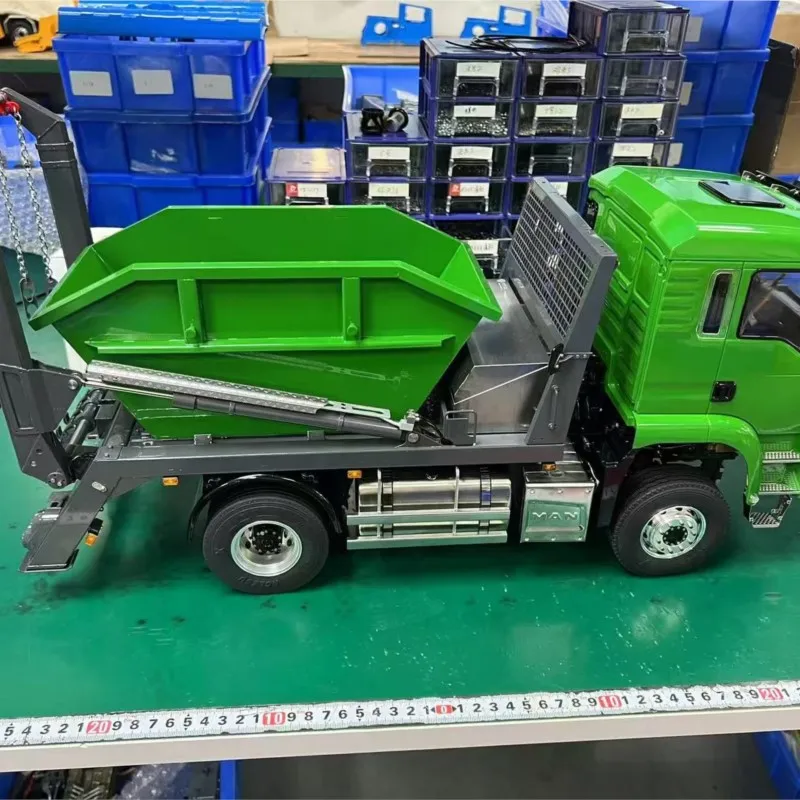 Camión LESU RC a escala 1/14, 4x4, cargador hidráulico de Metal, Radio Control, brazo oscilante, volquete, coche, modelo de vehículo, juguetes para niños