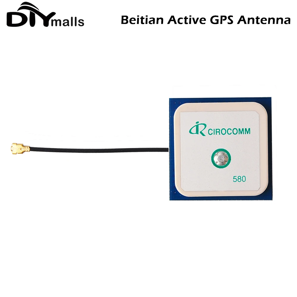 Beitian BT-580 Cirocomm GPS Active Internal Antenna 32db High Gain Ceramic Antenna IPEX Connector 25x25x2mm 1.13 Cable 5cm Long