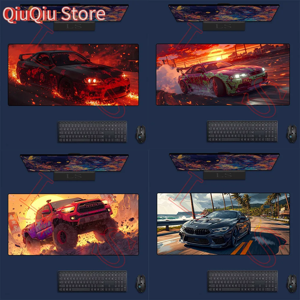 

Cool Sports Car Gaming MousePad Large Non-slip Rubber Base Seamed Edge Design Table Mat Mouse pads Gamer 900x400 Office Carpet