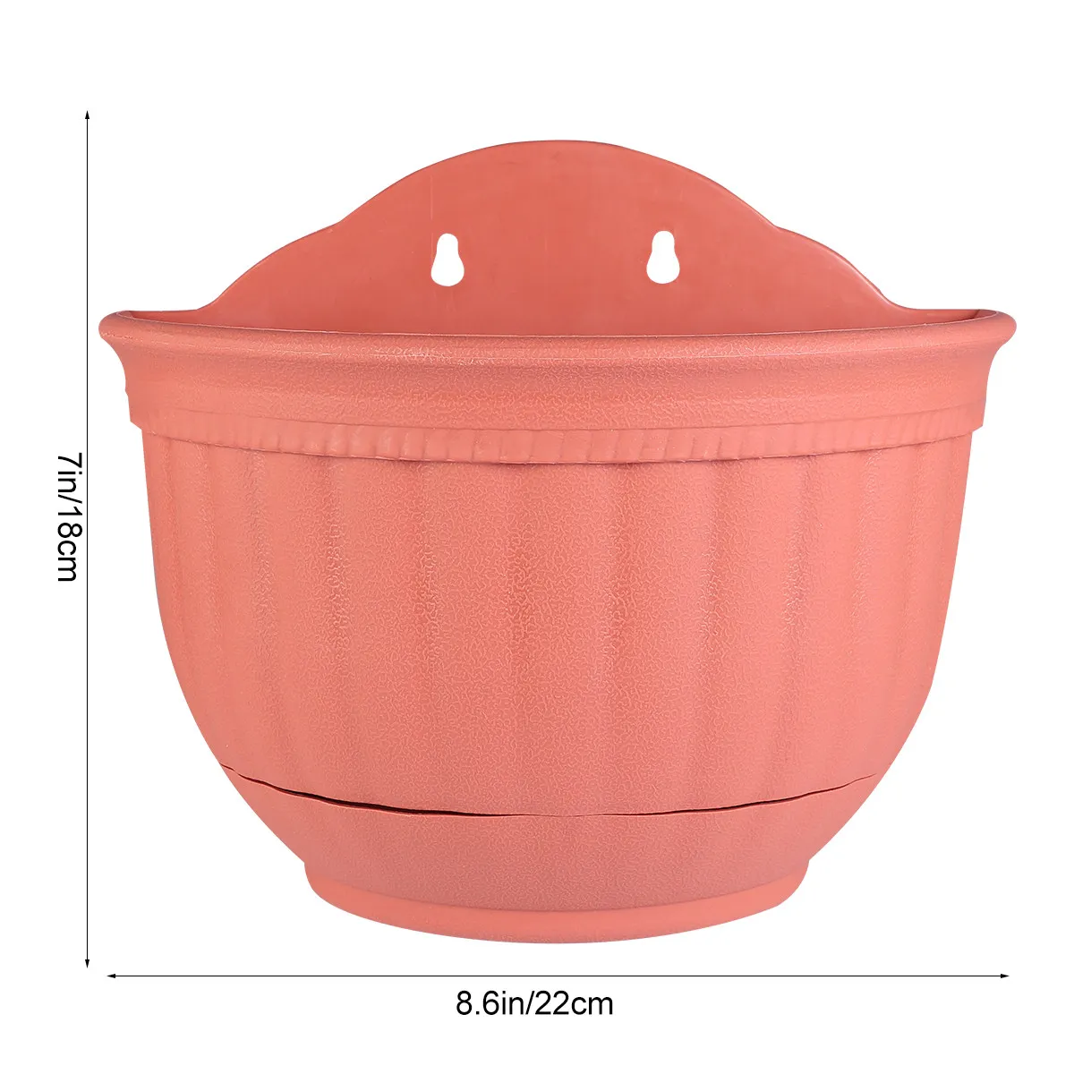 Semi-Circular Hanging Flower Pot Wall-Mounted Plastic Planter with Tray Space-Saving Artistic Flower Holder for Balcony Garden