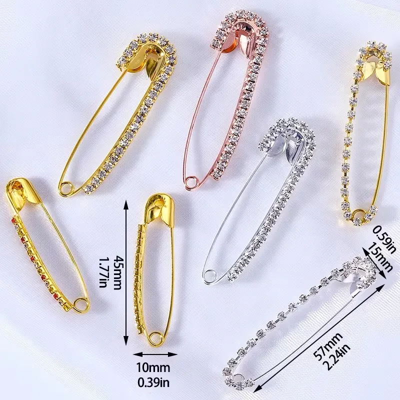 10/12 قطعة دبابيس الراين مشبك مجوهرات دبابيس بروش دبابيس أمان فاخرة للنساء لامعة موضة إكسسوارات الملابس ذاتية الصنع