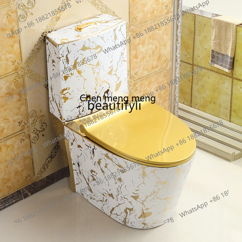 X Creative Artistic Gold Toilet Super Swirl Anti-Odor European Style Colorful Seat Toilet for Home Bathroom Use