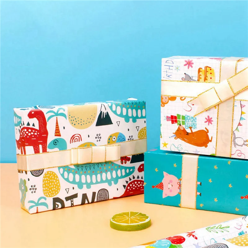 Hojas de papel de regalo Qy-20Pcs para niños, papel de regalo para fiesta de cumpleaños, papel de regalo para regalo