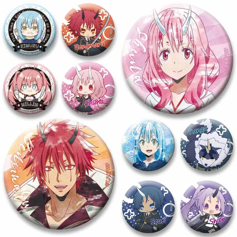 Cute Anime That Time I Got Reincarnated As A Slime Brooch Rimuru Milim Cartoon Badge Backpack Clothing Decor Pins Jewelry Gifts