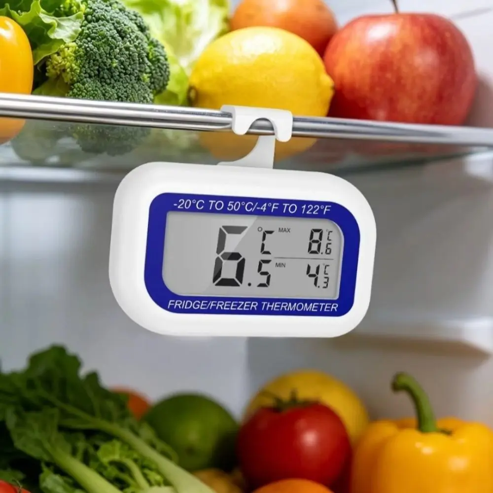 Waterproof Refrigerator Thermometer Max/Min Record Hook Design Freezer Thermometer Digital Display Magnet Mount Food Thermometer