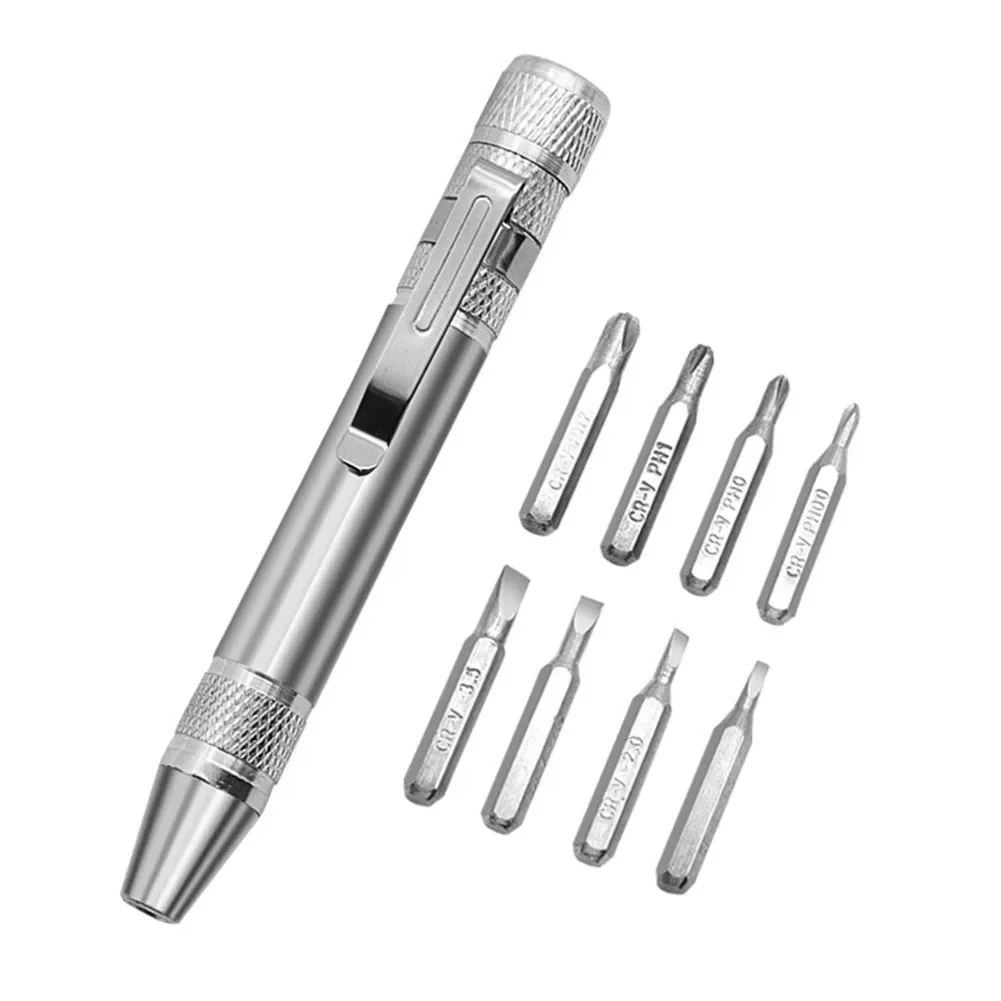 8-In-1 Pocket Screwdriver Pen Kit Flat Cross Head Precision Screwdriver Hand Repair Screwdriver Precision Disassembly Pen