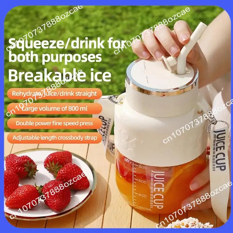 A26P دلو عصير لاسلكي محمول كهربائي 800 مل كوب عصارة فواكه طازجة بسعة كبيرة و10 شفرات من الفولاذ المقاوم للصدأ