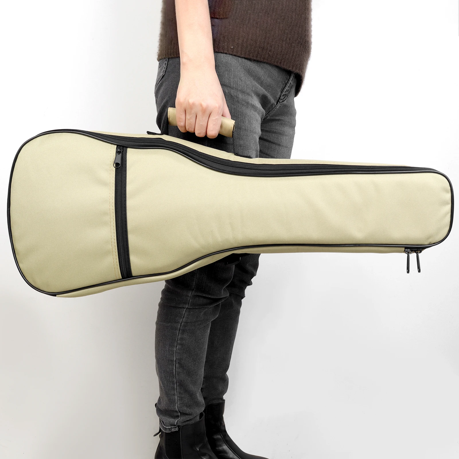 23 26 Inch Ukulele Bag 600D Oxford Fabric 10mm Padded Khaki Color Dual Shoulder Backpack Ukulele Gig Bag Case