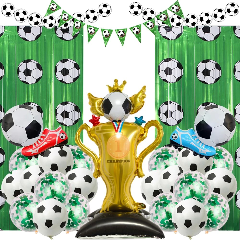 축구 파티 장식 농구 포일 프린지 커튼 배경 라텍스 풍선 축구 파티 생일 베이비 샤워 용품
