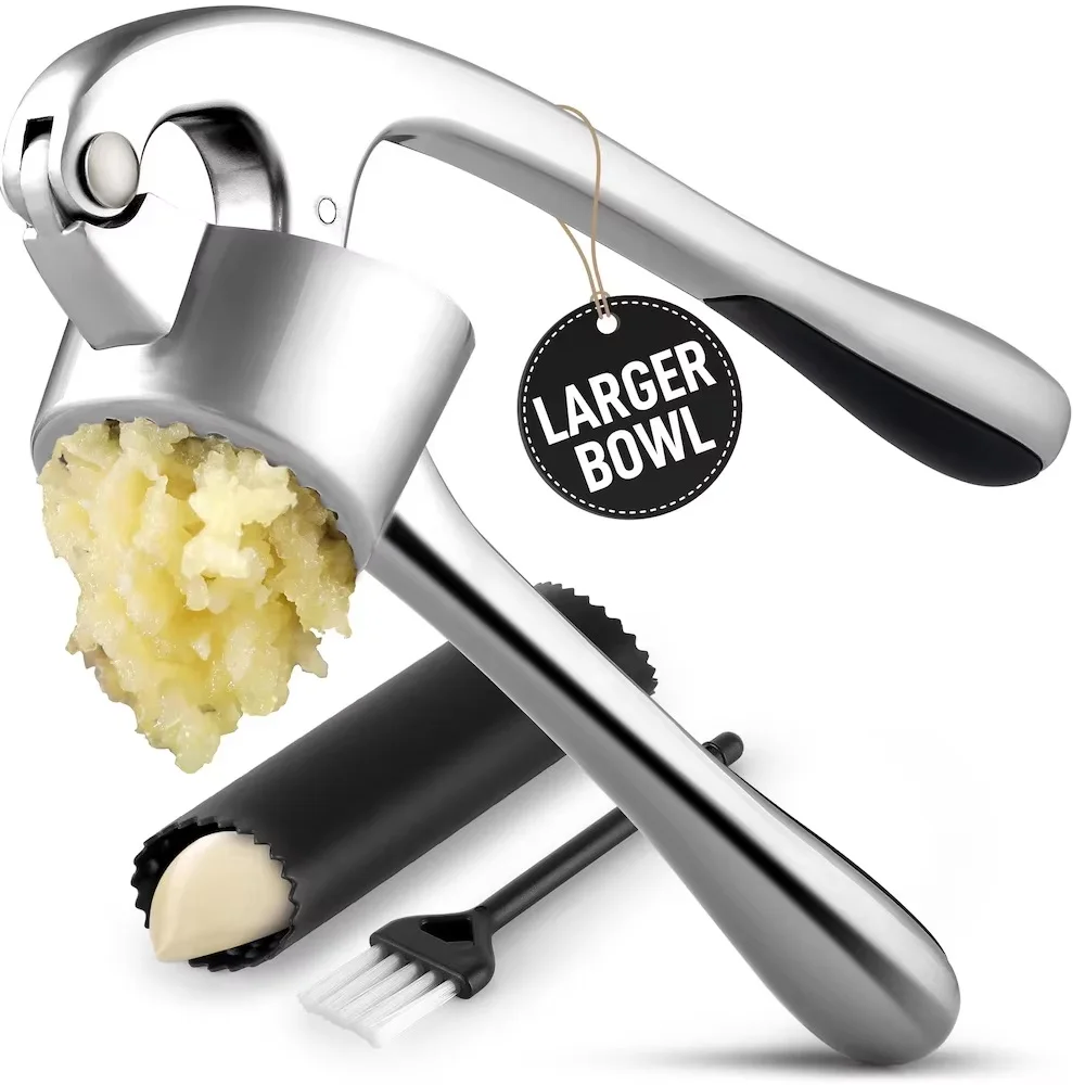 premium Garlic Press Stainless Steel Garlic Mincer Garlic Crusher Easy to Squeeze and Clean Kitchen Tools