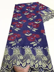 Latest African Cotton Dry Lace Fabric With Stones 2025 High Quality Swiss Voile Lace For Nigerian Sewing Wedding Party Dresses