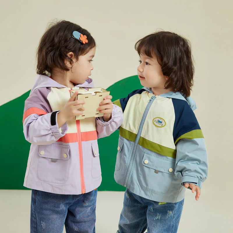 Hiking Jackets Long Sleeve Outdoor Windbreaker Hooded Coats 2025 Children Waterproof Clothing Kids Camping Hiking Zipper Outwear