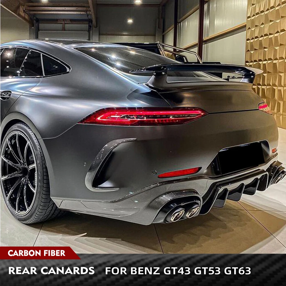 Carbon Fiber Car Rear Bumper Air Vent Covers Trims For Mercedes-Benz AMG GT 43 50 53 Sedan 4 Door 2019 2020 Rear Bumper Canards