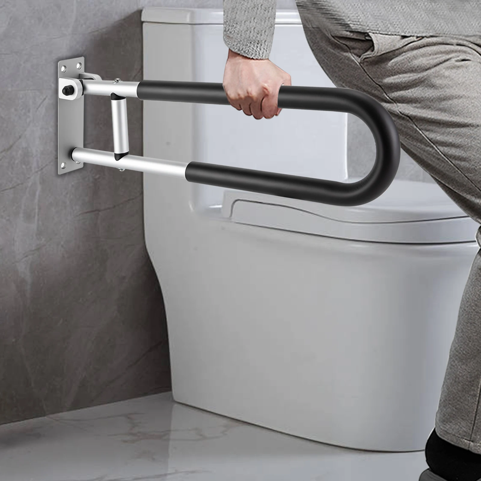 

Foldable Handrail Grab Bars Wall Mounted Toilet Safety Support Shower Bathroom Accessories for Handicap Elderly Seniors Disabled