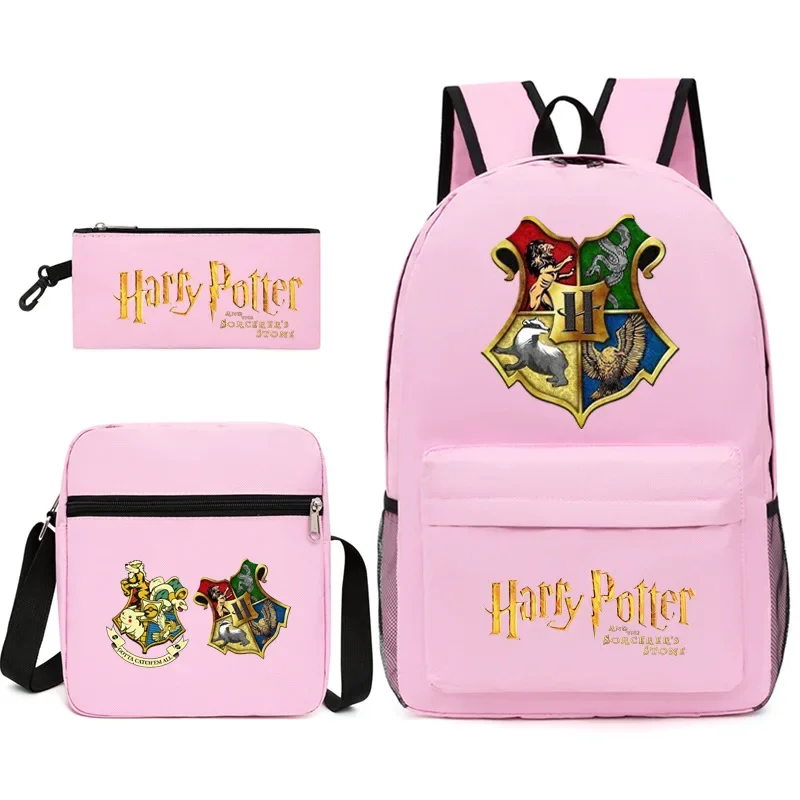 3Pcs/set Anime Harries Backpack for Teen Boy Girl Back To School Backpack Potters Student Schoolbag Men Women Leisure Travel Bag