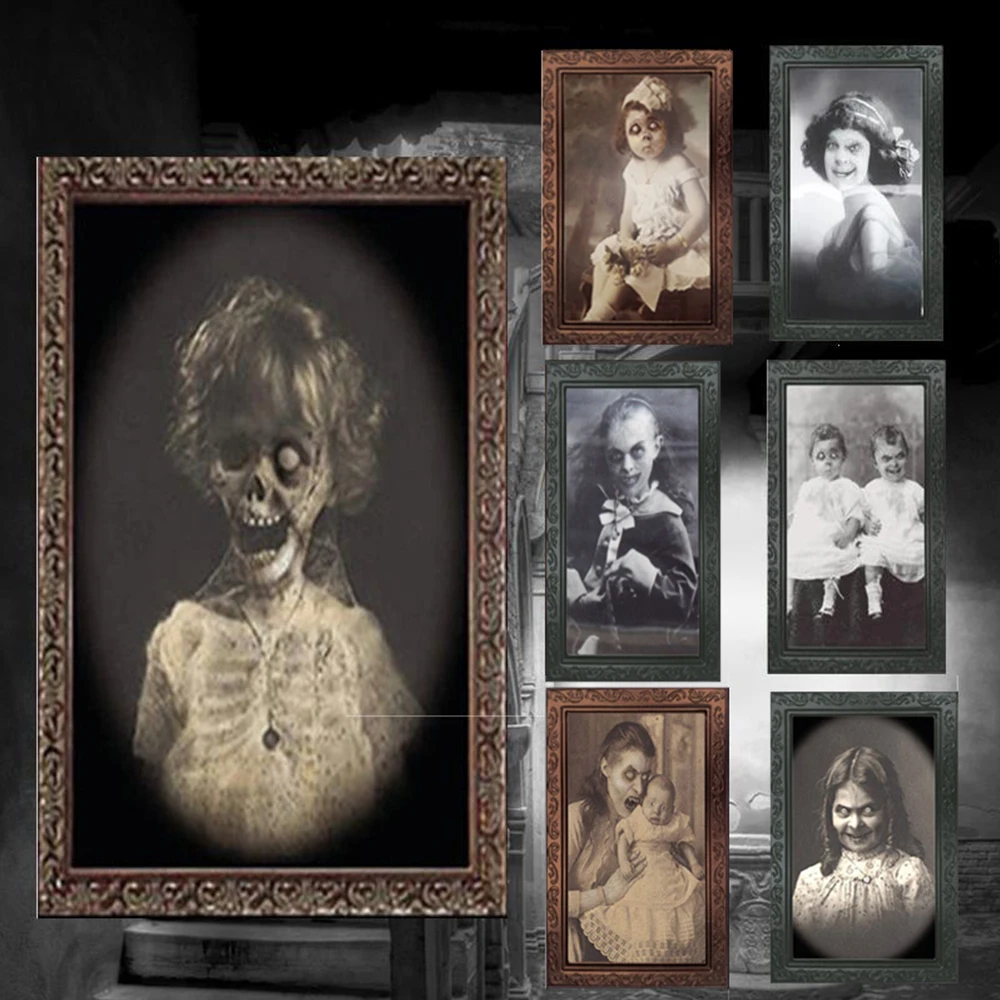 

3D Ghost Picture Frame Halloween Decoration Prop Horror Craft Supplies Party Decor 3d Changing Face Moving Portrait Photo Frame