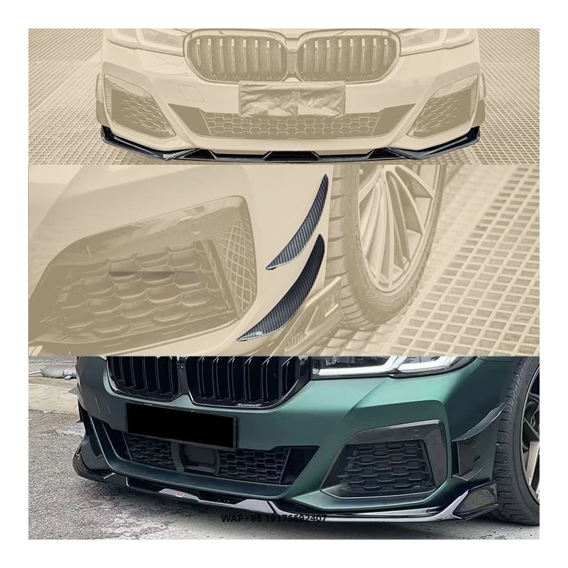 

New 2021 for 5 Series G30 G38 Front Lip Dry Carbon Fiber Bumper with Exhaust Bolt-On
